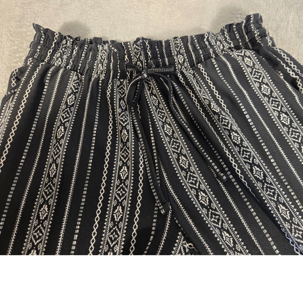 Mudd Womens Peached‎ Jogger Pants Black White Geometric Tribal Print Size M NEW